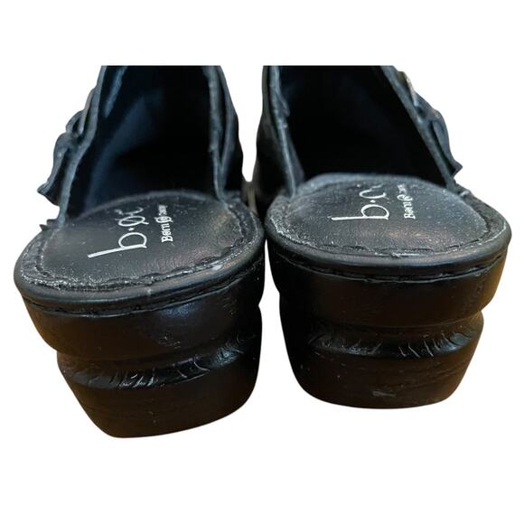 9M BOC Born Concept Women's Leather Block Heel Mules Black C35300 CIG14 - Picture 4 of 11